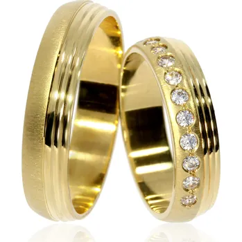 Prsten Zlatnictví Helios Zlaté snubní prsteny L-205 Kameny: Se Zirkony