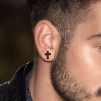 Náušnice B-TOP KŘÍŽEK ČERNÁ