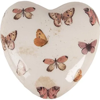 Dekorace srdce s motýlky Butterfly Paradise L - 10*10*4 cm