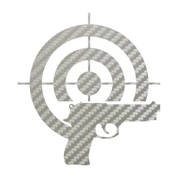 Samolepicí dekorace na vozidlo Terč zbraň levá (52 - 3D karbon stříbrný) SAMOLEPKA NA AUTO, NÁLEPKA, FÓLIE, POLEP, TUNING, VLASTNÍ TEXT, TISK, AUTOSAMOLEPKY.cz, POLEPY, OBRÁZEK, LOGO, 3D STICKERS