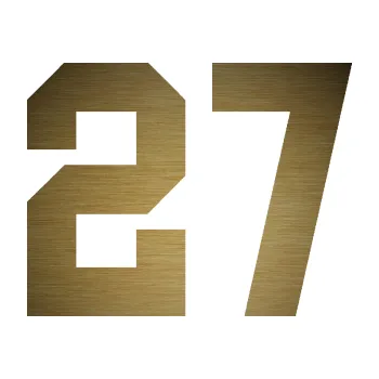 Polep vozidla Startovní číslo 27 (64 - škrábaný kov zlatý) SAMOLEPKA NA AUTO, NÁLEPKA, FÓLIE, POLEP, TUNING, VLASTNÍ TEXT, TISK, AUTOSAMOLEPKY.cz, POLEPY, OBRÁZEK, LOGO, 3D STICKERS