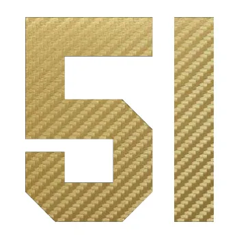 Polep vozidla Startovní číslo 51 (59 - 3D karbon zlatý) SAMOLEPKA NA AUTO, NÁLEPKA, FÓLIE, POLEP, TUNING, VLASTNÍ TEXT, TISK, AUTOSAMOLEPKY.cz, POLEPY, OBRÁZEK, LOGO, 3D STICKERS