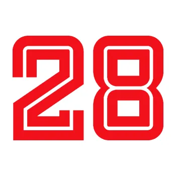 Polep vozidla SAMOLEPKA Startovní číslo 28 typ 7 (10 - červená) NA AUTO, NÁLEPKA, FÓLIE, POLEP, TUNING, VLASTNÍ TEXT, TISK, AUTOSAMOLEPKY.cz, POLEPY, OBRÁZEK, LOGO, SAMOLEPKY