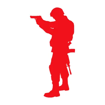 Samolepící dekorace SAMOLEPKA Voják 002 levá (10 - červená) NA AUTO, NÁLEPKA, FÓLIE, POLEP, TUNING, VLASTNÍ TEXT, TISK, AUTOSAMOLEPKY.cz, POLEPY, OBRÁZEK, LOGO, SAMOLEPKY