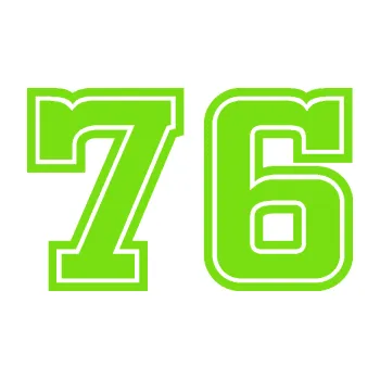 Polep vozidla Startovní číslo 76 typ 5 (04 - zelená kawasaki) SAMOLEPKA NA AUTO, NÁLEPKA, FÓLIE, POLEP, TUNING, VLASTNÍ TEXT, TISK, AUTOSAMOLEPKY.cz, POLEPY, OBRÁZEK, LOGO, 3D STICKERS