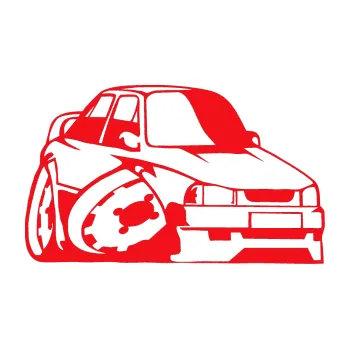 Polep vozidla SAMOLEPKA Škoda 130 karikatura pravá (10 - červená) NA AUTO, NÁLEPKA, FÓLIE, POLEP, TUNING, VLASTNÍ TEXT, TISK, AUTOSAMOLEPKY.cz, POLEPY, OBRÁZEK, LOGO, SAMOLEPKY