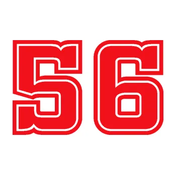 Polep vozidla SAMOLEPKA Startovní číslo 56 typ 5 (10 - červená) NA AUTO, NÁLEPKA, FÓLIE, POLEP, TUNING, VLASTNÍ TEXT, TISK, AUTOSAMOLEPKY.cz, POLEPY, OBRÁZEK, LOGO, SAMOLEPKY