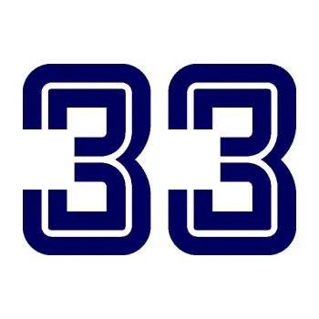 Polep vozidla Startovní číslo 33 typ 7 (23 - tmavě modrá) SAMOLEPKA NA AUTO, NÁLEPKA, FÓLIE, POLEP, TUNING, VLASTNÍ TEXT, TISK, AUTOSAMOLEPKY.cz, POLEPY, OBRÁZEK, LOGO, 3D STICKERS