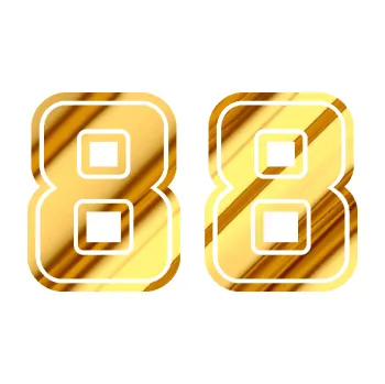 Polep vozidla Startovní číslo 88 typ 5 (81 - chrom fólie zlatá zrcadlová) SAMOLEPKA NA AUTO, NÁLEPKA, FÓLIE, POLEP, TUNING, VLASTNÍ TEXT, TISK, AUTOSAMOLEPKY.cz, POLEPY, OBRÁZEK, LOGO, 3D STICKERS