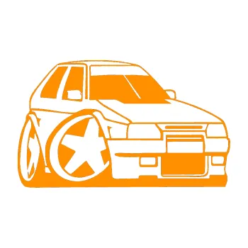 Polep vozidla SAMOLEPKA Škoda Favorit karikatura pravá (06 - oranžová) NA AUTO, NÁLEPKA, FÓLIE, POLEP, TUNING, VLASTNÍ TEXT, TISK, AUTOSAMOLEPKY.cz, POLEPY, OBRÁZEK, LOGO, SAMOLEPKY