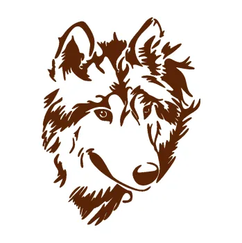 Polep vozidla Vlk 009 pravá hlava (15 - hnědá) SAMOLEPKA NA AUTO, NÁLEPKA, FÓLIE, POLEP, TUNING, VLASTNÍ TEXT, TISK, AUTOSAMOLEPKY.cz, POLEPY, OBRÁZEK, LOGO, 3D STICKERS