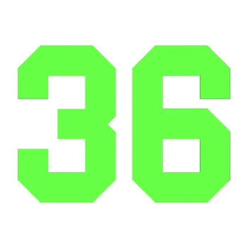 Polep vozidla Startovní číslo 36 (71 - Fluorescentní zelená) SAMOLEPKA NA AUTO, NÁLEPKA, FÓLIE, POLEP, TUNING, VLASTNÍ TEXT, TISK, AUTOSAMOLEPKY.cz, POLEPY, OBRÁZEK, LOGO, 3D STICKERS