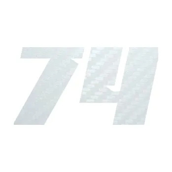 Polep vozidla SAMOLEPKA Startovní číslo 74 typ 6 (51 - 3D karbon bílý) NA AUTO, NÁLEPKA, FÓLIE, POLEP, TUNING, VLASTNÍ TEXT, TISK, AUTOSAMOLEPKY.cz, POLEPY, OBRÁZEK, LOGO, SAMOLEPKY