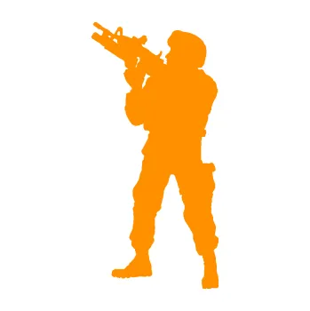 Samolepící dekorace Voják 004 levá (06 - oranžová) SAMOLEPKA NA AUTO, NÁLEPKA, FÓLIE, POLEP, TUNING, VLASTNÍ TEXT, TISK, AUTOSAMOLEPKY.cz, POLEPY, OBRÁZEK, LOGO, 3D STICKERS