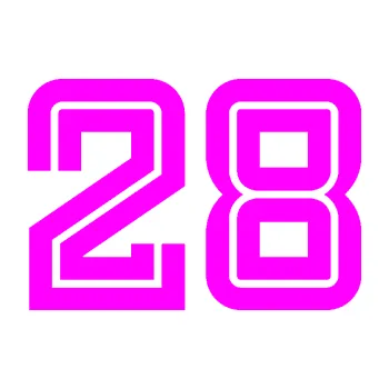 Polep vozidla Startovní číslo 28 typ 7 (72 - Fluorescentní růžová) SAMOLEPKA NA AUTO, NÁLEPKA, FÓLIE, POLEP, TUNING, VLASTNÍ TEXT, TISK, AUTOSAMOLEPKY.cz, POLEPY, OBRÁZEK, LOGO, 3D STICKERS
