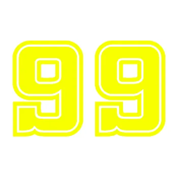 Polep vozidla Startovní číslo 99 typ 5 (70 - Fluorescentní žlutá) SAMOLEPKA NA AUTO, NÁLEPKA, FÓLIE, POLEP, TUNING, VLASTNÍ TEXT, TISK, AUTOSAMOLEPKY.cz, POLEPY, OBRÁZEK, LOGO, 3D STICKERS