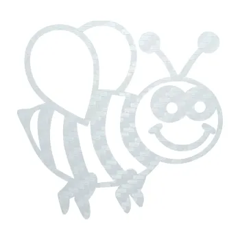 Samolepící dekorace SAMOLEPKA Včela 003 pravá happy (51 - 3D karbon bílý) NA AUTO, NÁLEPKA, FÓLIE, POLEP, TUNING, VLASTNÍ TEXT, TISK, AUTOSAMOLEPKY.cz, POLEPY, OBRÁZEK, LOGO, SAMOLEPKY