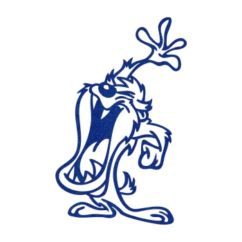 Samolepicí dekorace na vozidlo Tazman uřvanej levá (89 - Ultra Metalic modrá tmavá) SAMOLEPKA NA AUTO, NÁLEPKA, FÓLIE, POLEP, TUNING, VLASTNÍ TEXT, TISK, AUTOSAMOLEPKY.cz, POLEPY, OBRÁZEK, LOGO, 3D STICKERS