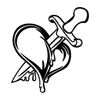 Samolepící dekorace SAMOLEPKA Srdce propíchlé dýkou pravá (01 - černá) NA AUTO, NÁLEPKA, FÓLIE, POLEP, TUNING, VLASTNÍ TEXT, TISK, AUTOSAMOLEPKY.cz, POLEPY, OBRÁZEK, LOGO, SAMOLEPKY