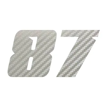 Polep vozidla Startovní číslo 87 typ 6 (52 - 3D karbon stříbrný) SAMOLEPKA NA AUTO, NÁLEPKA, FÓLIE, POLEP, TUNING, VLASTNÍ TEXT, TISK, AUTOSAMOLEPKY.cz, POLEPY, OBRÁZEK, LOGO, 3D STICKERS