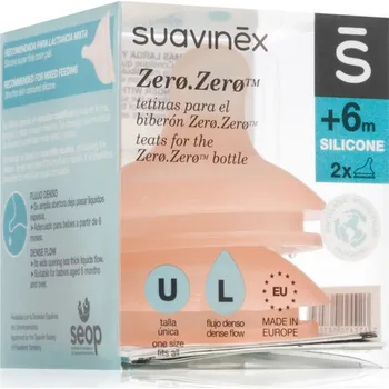 Suavinex Zero Zero Bottle Teat savička na láhev L Dense Flow 6 m+ 2 ks