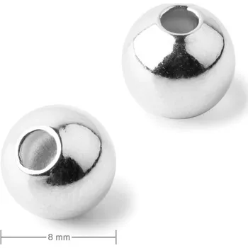 Korálek Kovový korálek dutý 8 mm v barvě stříbra