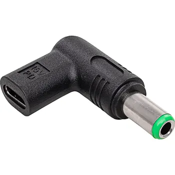 Elektrická zásuvka AKYGA Adaptér USB C zásuvka,DC 6,3/3,0 zástrčka černá 100W 6,7A