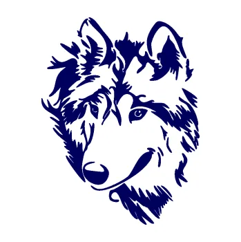 Polep vozidla Vlk 009 levá hlava (23 - tmavě modrá) SAMOLEPKA NA AUTO, NÁLEPKA, FÓLIE, POLEP, TUNING, VLASTNÍ TEXT, TISK, AUTOSAMOLEPKY.cz, POLEPY, OBRÁZEK, LOGO, 3D STICKERS