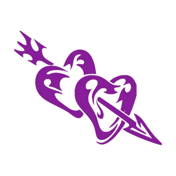 Samolepící dekorace SAMOLEPKA Srdíčka 001 pravá se šípem (14 - fialová) NA AUTO, NÁLEPKA, FÓLIE, POLEP, TUNING, VLASTNÍ TEXT, TISK, AUTOSAMOLEPKY.cz, POLEPY, OBRÁZEK, LOGO, SAMOLEPKY