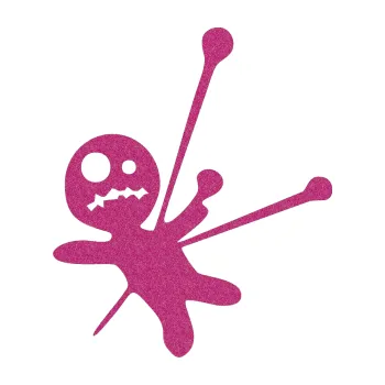 Samolepicí dekorace na vozidlo Voodoo panenka 002 levá (90 - Ultra Metalic růžová) SAMOLEPKA NA AUTO, NÁLEPKA, FÓLIE, POLEP, TUNING, VLASTNÍ TEXT, TISK, AUTOSAMOLEPKY.cz, POLEPY, OBRÁZEK, LOGO, 3D STICKERS