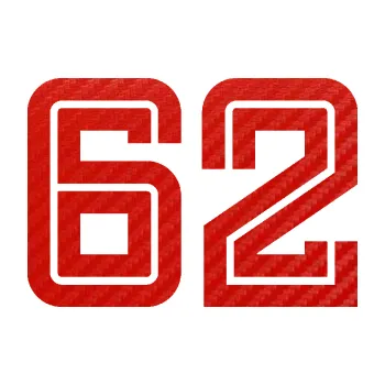Polep vozidla Startovní číslo 62 typ 7 (53 - 3D karbon červený) SAMOLEPKA NA AUTO, NÁLEPKA, FÓLIE, POLEP, TUNING, VLASTNÍ TEXT, TISK, AUTOSAMOLEPKY.cz, POLEPY, OBRÁZEK, LOGO, 3D STICKERS