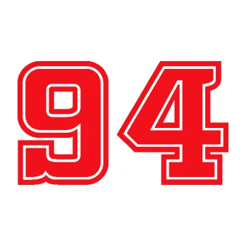 Polep vozidla SAMOLEPKA Startovní číslo 94 typ 5 (10 - červená) NA AUTO, NÁLEPKA, FÓLIE, POLEP, TUNING, VLASTNÍ TEXT, TISK, AUTOSAMOLEPKY.cz, POLEPY, OBRÁZEK, LOGO, SAMOLEPKY