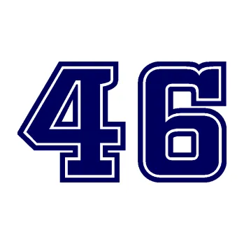 Polep vozidla Startovní číslo 46 typ 5 (23 - tmavě modrá) SAMOLEPKA NA AUTO, NÁLEPKA, FÓLIE, POLEP, TUNING, VLASTNÍ TEXT, TISK, AUTOSAMOLEPKY.cz, POLEPY, OBRÁZEK, LOGO, 3D STICKERS