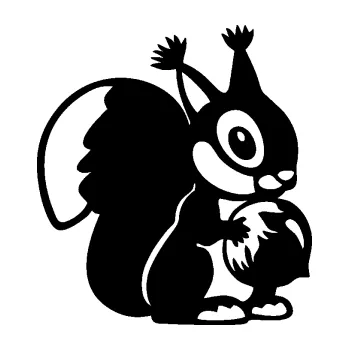 Samolepící dekorace SAMOLEPKA Veverka 003 pravá s oříškem (01 - černá) NA AUTO, NÁLEPKA, FÓLIE, POLEP, TUNING, VLASTNÍ TEXT, TISK, AUTOSAMOLEPKY.cz, POLEPY, OBRÁZEK, LOGO, SAMOLEPKY