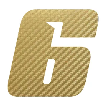 Polep vozidla Startovní číslo 6 typ 6 (59 - 3D karbon zlatý) SAMOLEPKA NA AUTO, NÁLEPKA, FÓLIE, POLEP, TUNING, VLASTNÍ TEXT, TISK, AUTOSAMOLEPKY.cz, POLEPY, OBRÁZEK, LOGO, 3D STICKERS