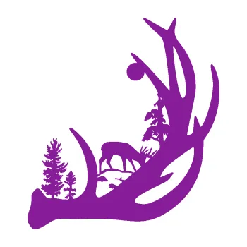 Polep vozidla SAMOLEPKA Trofej s krajinou 001 pravá myslivost (14 - fialová) NA AUTO, NÁLEPKA, FÓLIE, POLEP, TUNING, VLASTNÍ TEXT, TISK, AUTOSAMOLEPKY.cz, POLEPY, OBRÁZEK, LOGO, SAMOLEPKY