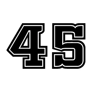 Polep vozidla Startovní číslo 45 typ 5 (01 - černá) SAMOLEPKA NA AUTO, NÁLEPKA, FÓLIE, POLEP, TUNING, VLASTNÍ TEXT, TISK, AUTOSAMOLEPKY.cz, POLEPY, OBRÁZEK, LOGO, 3D STICKERS