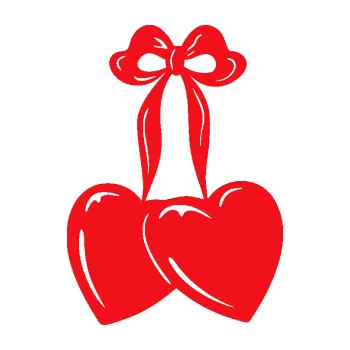 Samolepící dekorace SAMOLEPKA Srdíčka 002 pravá na mašličce (10 - červená) NA AUTO, NÁLEPKA, FÓLIE, POLEP, TUNING, VLASTNÍ TEXT, TISK, AUTOSAMOLEPKY.cz, POLEPY, OBRÁZEK, LOGO, SAMOLEPKY