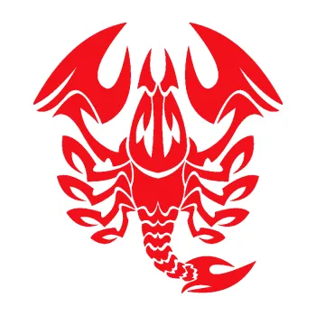 Samolepící dekorace SAMOLEPKA Štír zvěrokruh 003 pravá (10 - červená) NA AUTO, NÁLEPKA, FÓLIE, POLEP, TUNING, VLASTNÍ TEXT, TISK, AUTOSAMOLEPKY.cz, POLEPY, OBRÁZEK, LOGO, SAMOLEPKY