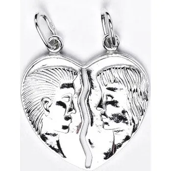 Přívěsek Stříbrný přívěsek srdce dvojpřívěsek - 2042 (Stříbrné dvojité srdce)
