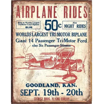 Plechová cedule Plechová cedule Secrist Flying Circus 40 cm x 32 cm