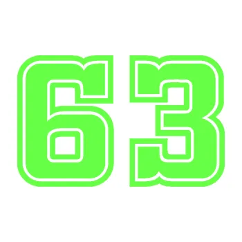 Polep vozidla Startovní číslo 63 typ 5 (71 - Fluorescentní zelená) SAMOLEPKA NA AUTO, NÁLEPKA, FÓLIE, POLEP, TUNING, VLASTNÍ TEXT, TISK, AUTOSAMOLEPKY.cz, POLEPY, OBRÁZEK, LOGO, 3D STICKERS