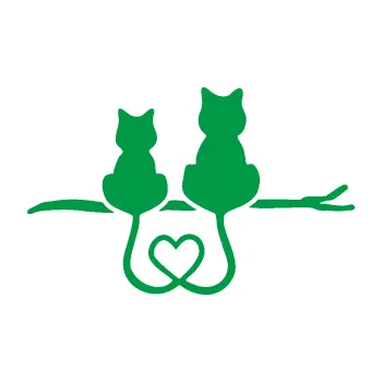 Samolepící dekorace Zamilované kočky spojené ocásky pravá (12 - zelená) SAMOLEPKA NA AUTO, NÁLEPKA, FÓLIE, POLEP, TUNING, VLASTNÍ TEXT, TISK, AUTOSAMOLEPKY.cz, POLEPY, OBRÁZEK, LOGO, 3D STICKERS