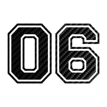 Polep vozidla Startovní číslo 06 typ 4 (50 - 3D karbon černý) SAMOLEPKA NA AUTO, NÁLEPKA, FÓLIE, POLEP, TUNING, VLASTNÍ TEXT, TISK, AUTOSAMOLEPKY.cz, POLEPY, OBRÁZEK, LOGO, 3D STICKERS