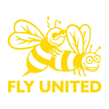 Samolepicí dekorace na vozidlo Veselé vosy fly united pravá (13 - jasně žlutá) SAMOLEPKA NA AUTO, NÁLEPKA, FÓLIE, POLEP, TUNING, VLASTNÍ TEXT, TISK, AUTOSAMOLEPKY.cz, POLEPY, OBRÁZEK, LOGO, 3D STICKERS