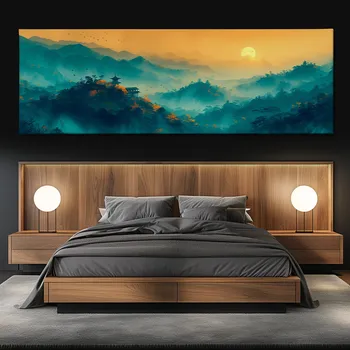 Obraz Obraz na plátně - Starý chrám Kujiro při západu slunce FeelHappy.cz Velikost obrazu (šířka x výška): 60 x 20 cm