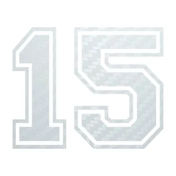 Polep vozidla SAMOLEPKA Startovní číslo 15 typ 4 (51 - 3D karbon bílý) NA AUTO, NÁLEPKA, FÓLIE, POLEP, TUNING, VLASTNÍ TEXT, TISK, AUTOSAMOLEPKY.cz, POLEPY, OBRÁZEK, LOGO, SAMOLEPKY