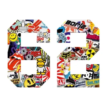 Polep vozidla Startovní číslo 62 (83 - Sticker bomb) SAMOLEPKA NA AUTO, NÁLEPKA, FÓLIE, POLEP, TUNING, VLASTNÍ TEXT, TISK, AUTOSAMOLEPKY.cz, POLEPY, OBRÁZEK, LOGO, 3D STICKERS