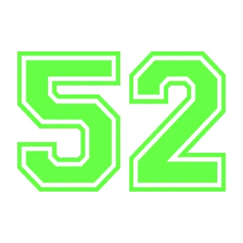 Polep vozidla Startovní číslo 52 typ 4 (71 - Fluorescentní zelená) SAMOLEPKA NA AUTO, NÁLEPKA, FÓLIE, POLEP, TUNING, VLASTNÍ TEXT, TISK, AUTOSAMOLEPKY.cz, POLEPY, OBRÁZEK, LOGO, 3D STICKERS