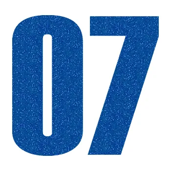 Samolepicí dekorace na vozidlo Startovní číslo 07 typ 2 (88 - Ultra Metalic modrá) SAMOLEPKA NA AUTO, NÁLEPKA, FÓLIE, POLEP, TUNING, VLASTNÍ TEXT, TISK, AUTOSAMOLEPKY.cz, POLEPY, OBRÁZEK, LOGO, 3D STICKERS